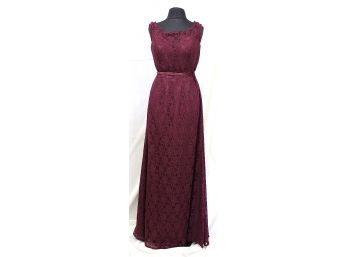 Morilee Lace Dress With Matching Satin Tie Sash And Zipper Back Closure