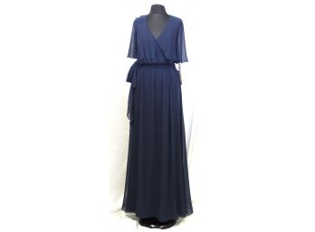 WToo Navy Blue Chiffon Gown With Polyester Lining