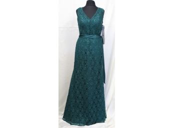 By Morilee Emerald Beaded Lace Dress With Zipper Back
