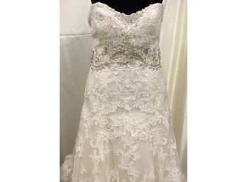 Maggie Sottero Genoa Ivory Over Light Gold Lace Tulle Wedding Dress