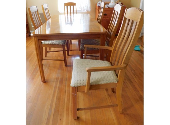 Charming Solid Wood Dining Table With Leaf & Six Chairs