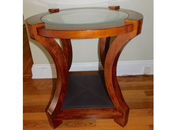 Modern Stylish Glass Top Wooden Accent Table
