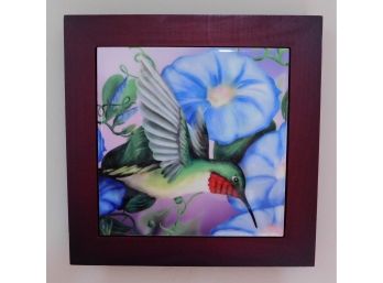 Lovely Hummingbird Framed Tile Artwork