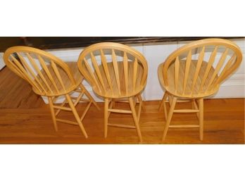Winsome Wood Kitchen Stools With High Rounded Backs - Set Of Three
