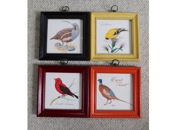 Ceramic Tiles Screen Craft Products  Hand Decorated Bird Framed - Set Of Four