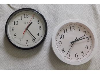 Plastic Wall Mount Clocks - Set Of Two