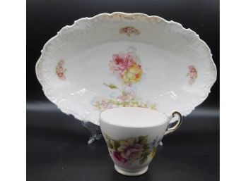 Regency English Bone China Floral Decorative Teacup & Serving Bowl