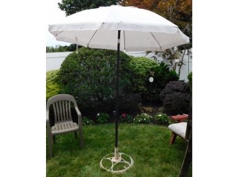 White Table Umbrella With Stand & Stabilizer