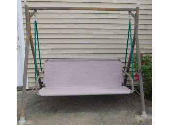 Metal Framed Bench Swing With Cushion