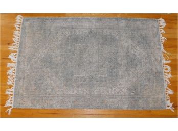 Fringed Edge Area Rug With Non Slip Pad