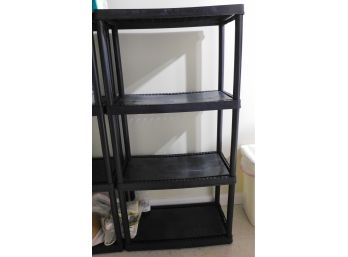 Black Plastic Four Tier Storage Shelf Unit - Set Of Three