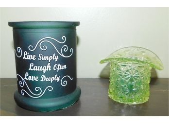 'Live Simply, Laugh Often, Love Deeply' & Cut Glass Tealight Candle Holders