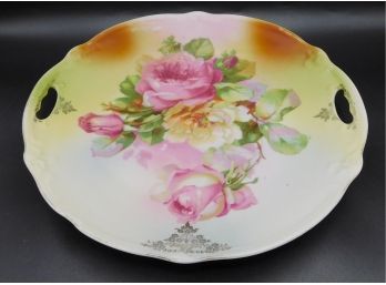 Floral Painted Decorative Plate With Handles
