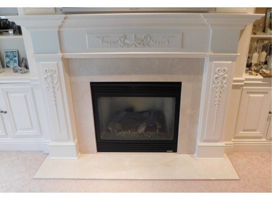 White Painted Wooden Fireplace Mantle Frame