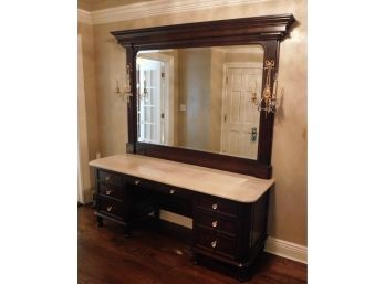 Large Marble Top Vanity With 8 Slide-out Drawers