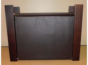 Leather Magazine Rack With Mahogany Wooden Frame