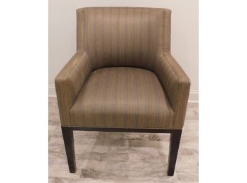 Cushioned Transitional Style Arm Chair With Brown Striped Upholstery