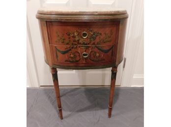 Lovely Antique New York Galleries - Marble Top Side Table With 2 Drawers