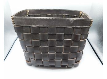 Decorative Black Woven Leather Storage Basket