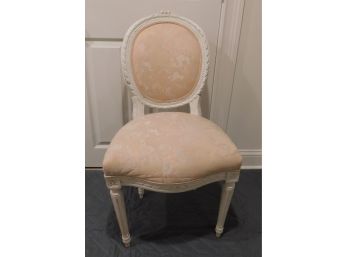 Vintage Louis XVI Style Boudoir Chair With Pink Fabric Upholstery