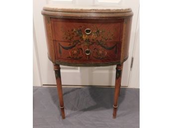 Classy Antique New York Galleries - Marble Top Side Table With 2 Drawers