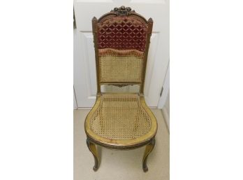 Antique French Louis XV Hand Carved Side Chair With Cane Seat