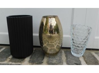 Assorted Outdoor Vases And Planters - Lot Of 3