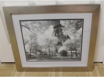 Effiel Tower Print - Black And White In Decorative Silver Tone Frame