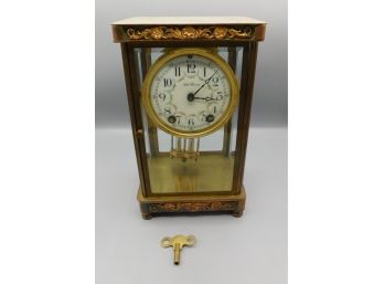 1908 Seth Thomas - Brass And Beveled Glass Regulator Clock