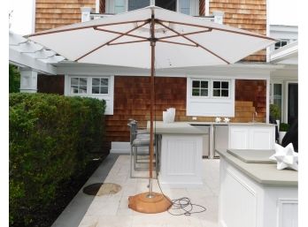 Canvas Backyard Umbrella With Sturdy Tucci Wooden Stand