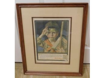 Vintage Kellog's Boy Scout Advertisement  In Wooden Frame