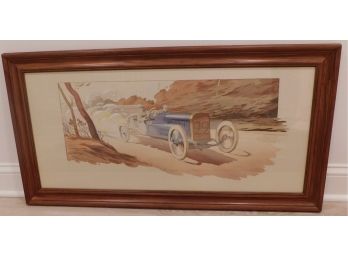 Georges Boillot Peugeut French Grand Prix 1912 By M. Campion In Wooden Frame