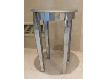 Mirrored Silver Tone Wooden Accent Table