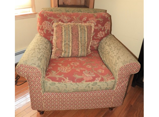 Lovely Multi-print Fabric Upholstered Comfortable Arm Chair With Throw Pillow