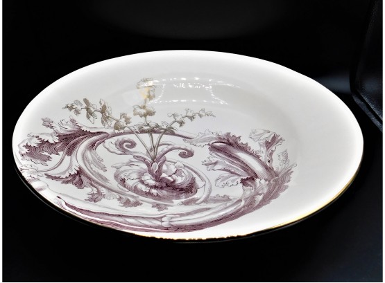 Eloquent Ink Bowl With Plum Colored Design & Gold Trim