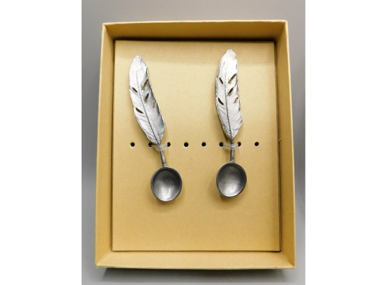 Table Art By Michael Michaud Design Set Of 2 Feather Spoons - New In Box