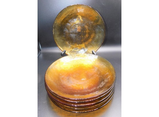 Amber Colored Glass Dinner Plates - Set Of 10