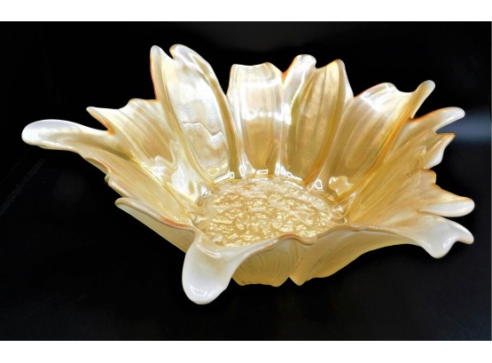 Unique Iridescent Sunflower Glass Bowl