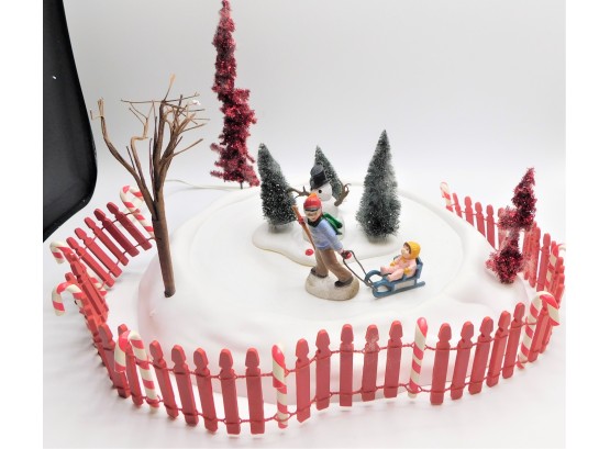 Department 56 - Winter Sled Ride & (2) Candy Cane Fence