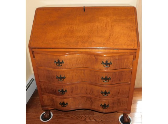 Exquisite Wood Claw Footed Slant Front Secretary/Lap Top Desk With Key And Multi-inside Storage