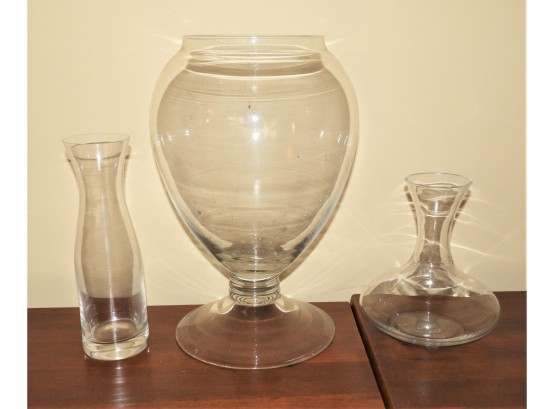 Assorted Set Of 3 Clear Glass Vases