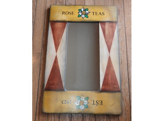 'Rose Teas, Est. 1923' Decorative Painted Wood Wall Mirror