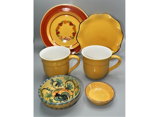 Assorted Set Of 6 Plates, Mugs & Bowls- Williams-Sonoma, Dieulefit, Terre Provence Place & Emile Henry