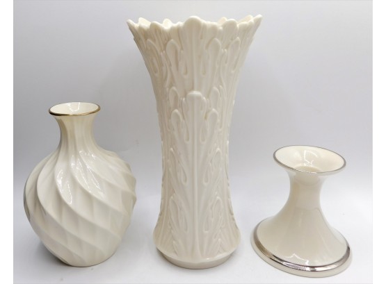 Lenox Vases & Candle Stick Holder - Assorted Set Of 3