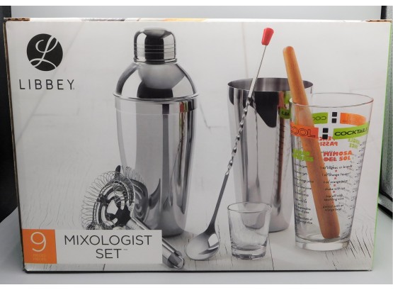 Libbey Mixologist 9-Piece Cocktail Set New In Box Great Gift