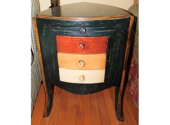 Unique Three-sided Multi-colored, Painted Accent Table