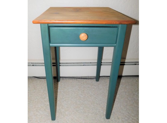 Painted Green Wood Accent Table With 1-drawer