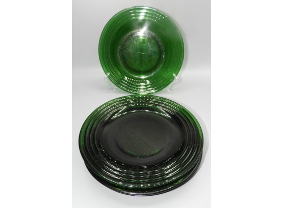 Green Glass Dinner Plates - Set Of 6
