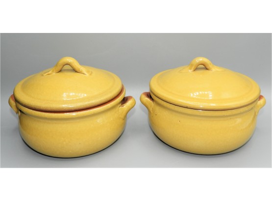 Williams-sonoma Yellow Crock With Lid - Set Of 2