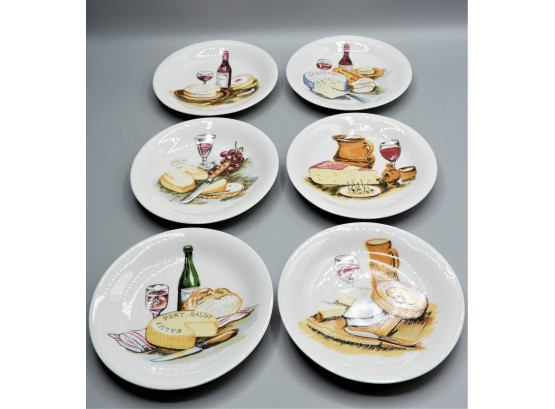 PF 'Porcelaine Francaise Fabrication Artisaniale' Set Of 6 Round Appetizer Plates